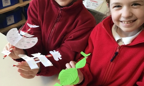 two children participating in the STEM challenge
